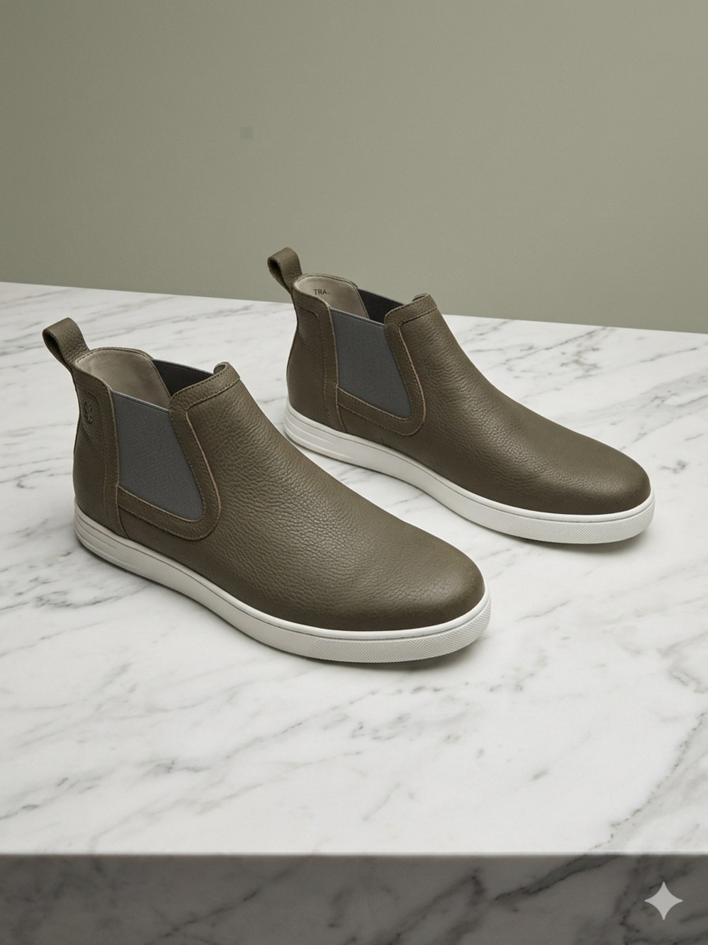 Traq by Alegria Olive Green Leather Chelsea Sneakers